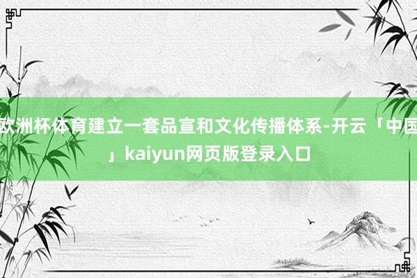欧洲杯体育建立一套品宣和文化传播体系-开云「中国」kaiyun网页版登录入口